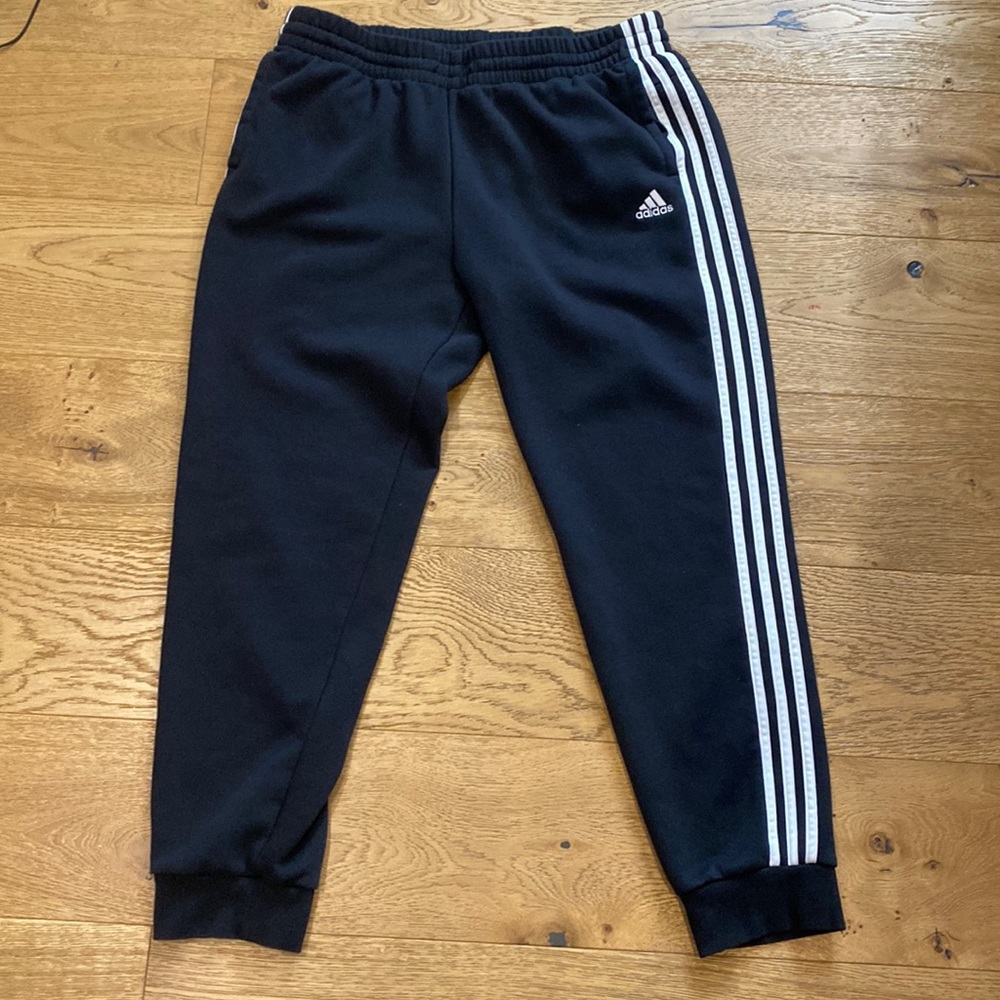 Adidas Joggers XXL black Men's FRENCH TERRY TAPERED-CUFF 3-STRIPES PANTS